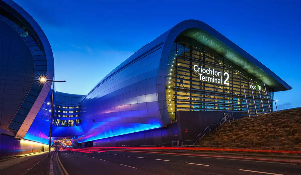 Dublin Airport Terminal 2 at night