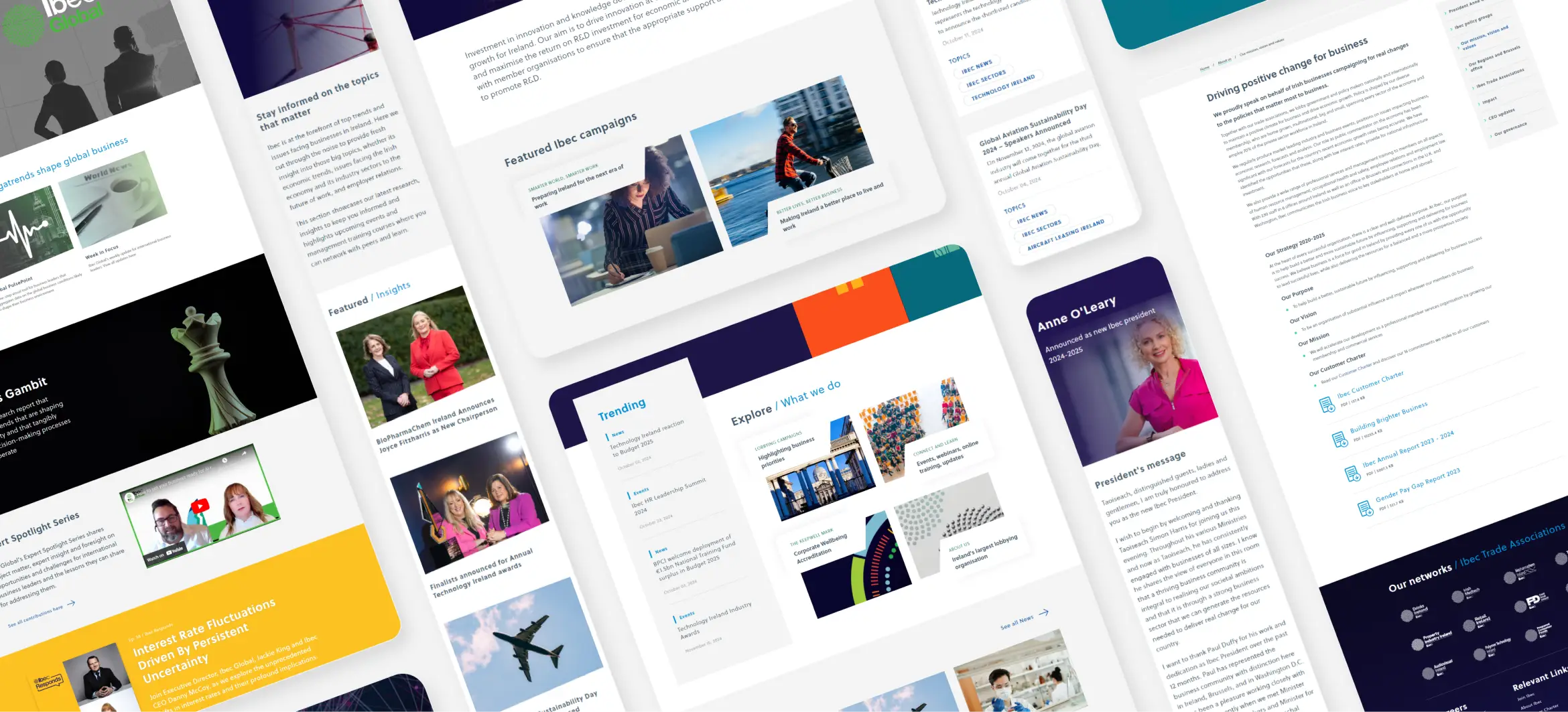 Ibec - Designs for mobile, desktop and tablet to show various templates and components