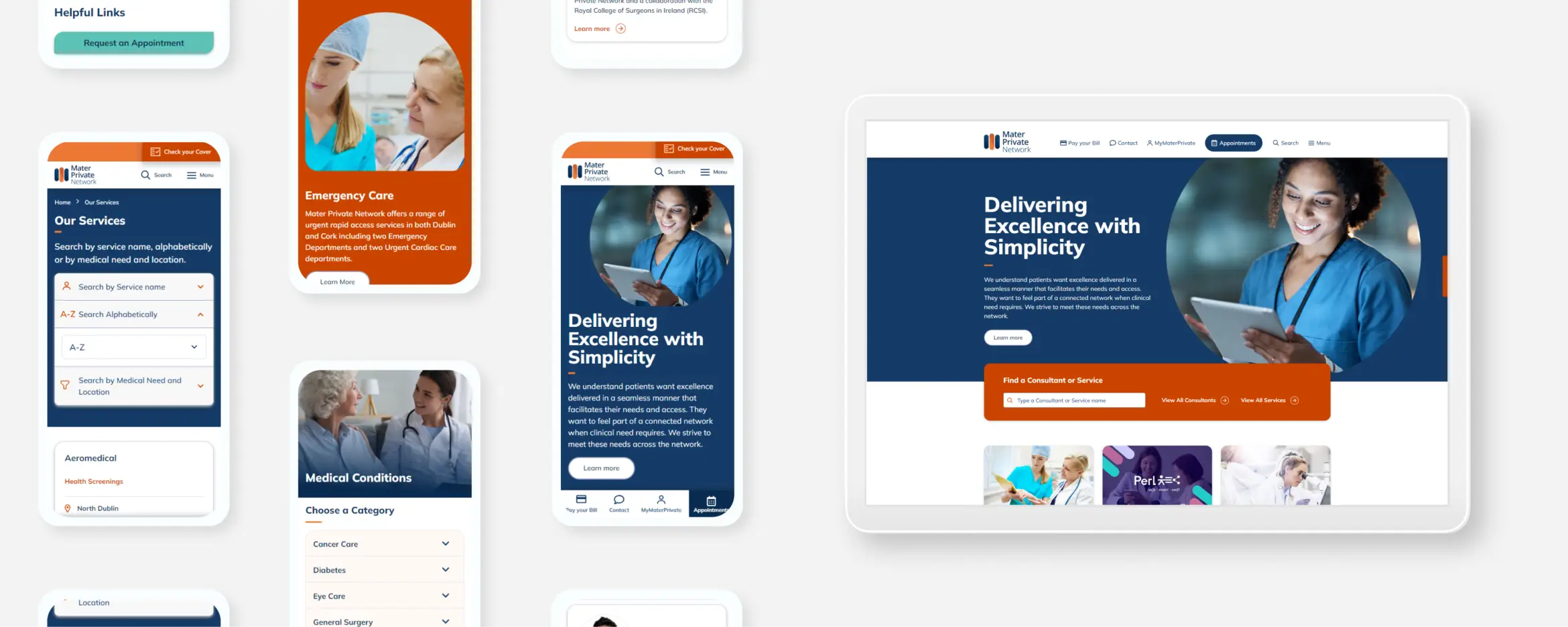 Mater Private - Mobile & Tablet UI Design