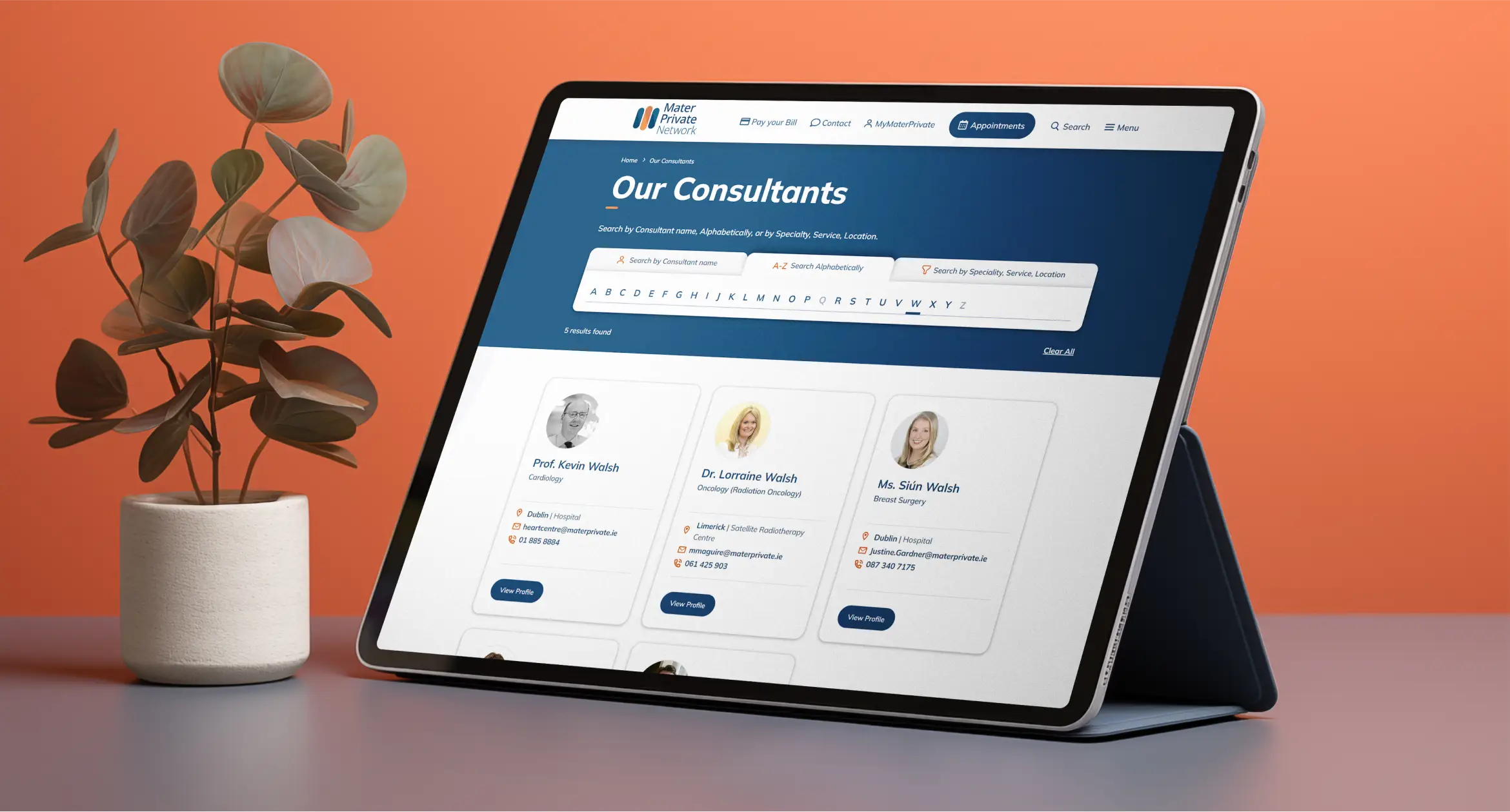 Mater Private - Consultant Search UX